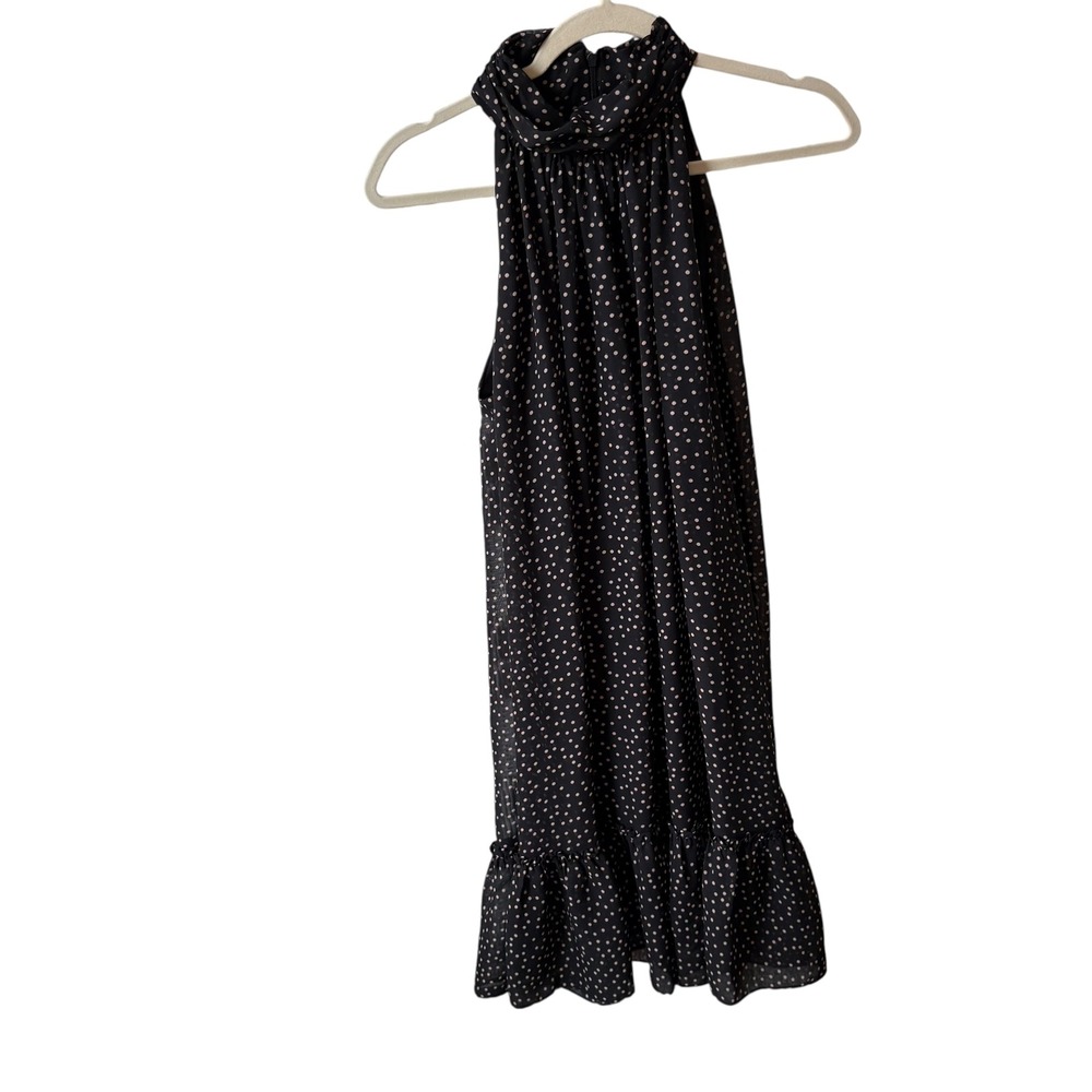 Just Taylor Black Cream Polka Dot Halter Dress Sleeveless Ruffle Hem Size 4